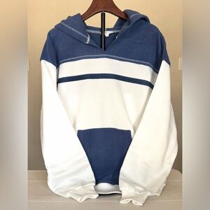 AEMI +CO hoodie navy and white